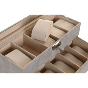 Scatola-Portagioie Home ESPRIT Grigio Poliuretano Cristallo Legno MDF 27,5 x 11 x 15 cm