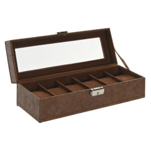 Scatola-Portagioie Home ESPRIT Marrone Poliuretano Cristallo Legno MDF 30 x 10 x 8 cm