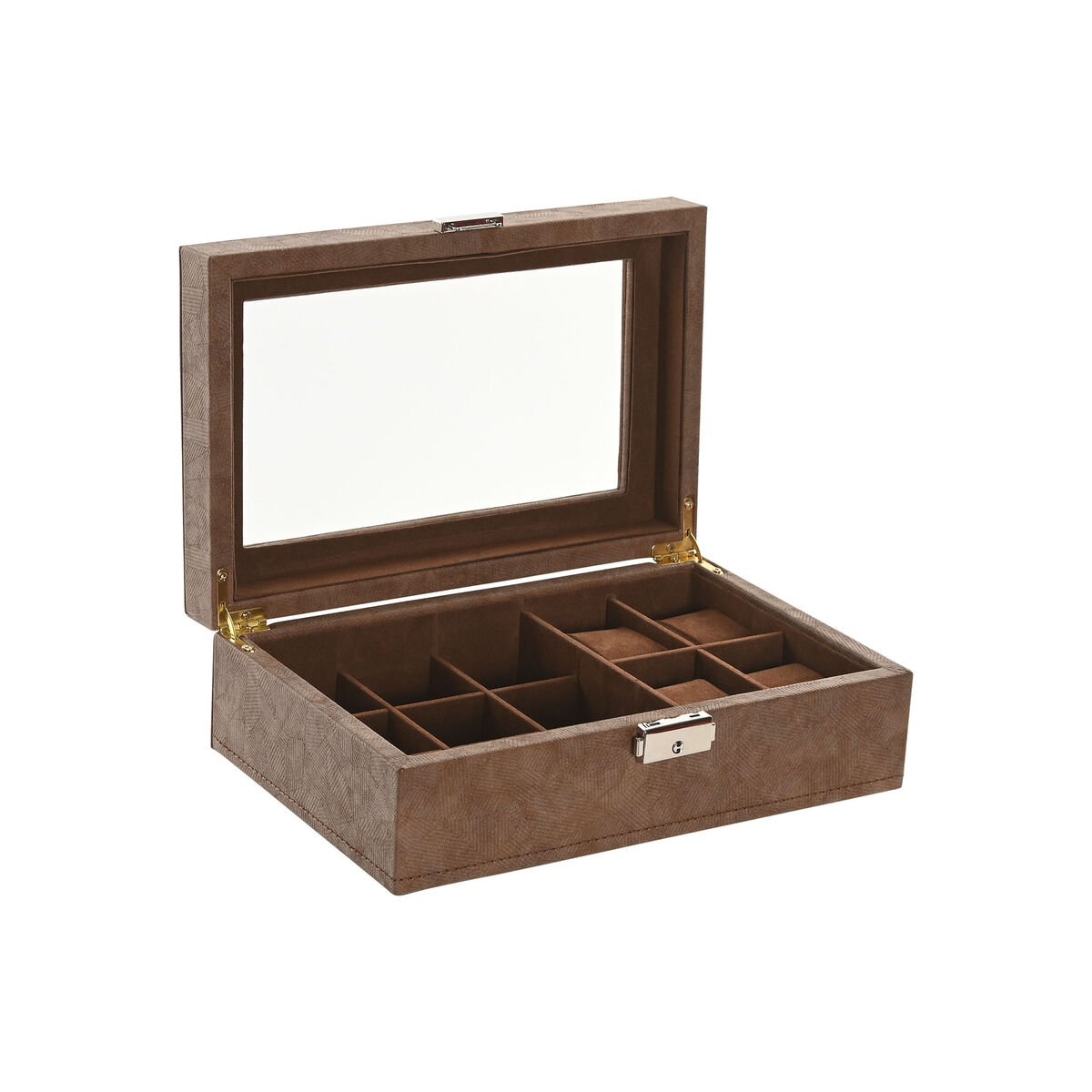 Scatola-Portagioie Home ESPRIT Marrone Poliuretano Cristallo Legno MDF 25 X 16,5 X 8,5 CM