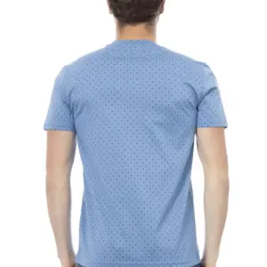 Light Blue Cotton Men T-Shirt