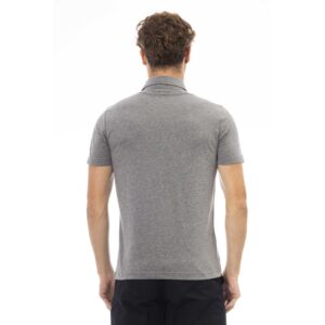 Gray Cotton Men Polo Shirt