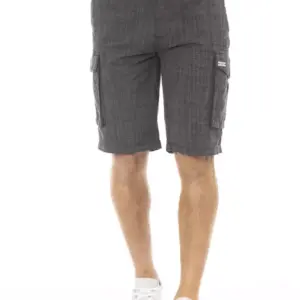 Black Cotton Men Cargo Short
