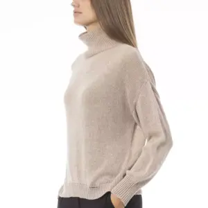 Beige Viscose Women Sweater