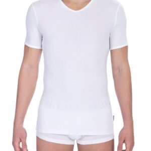 White Cotton Men's V-Neck T-Shirt
