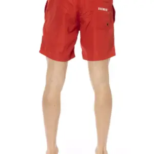 Red Polyester Men's Swim Short