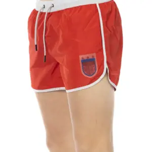 Red Polyester Men Swim Short