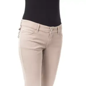 Beige Cotton Women Pant with Front and Back Pockets