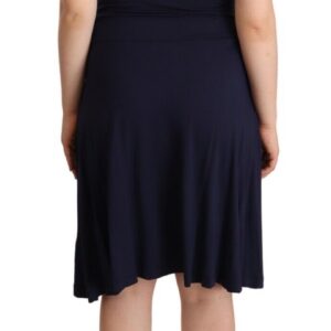Navy Blue Cotton Midi Halter Dress