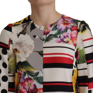 Multicolor Patchwork Charmeuse Sheath Dress