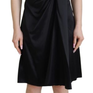 Elegant Black Silk Mini Sleeveless Dress