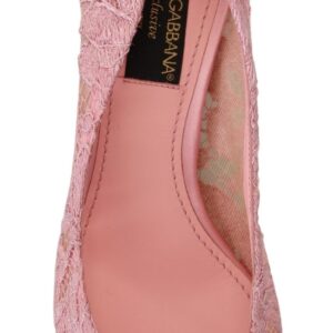 Pastel Pink Lace Crystal Embellished Pumps