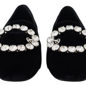 Chic Velvet Crystal-Embellished Loafers