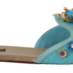 Exquisite Crystal-Embellished Exotic Leather Sandals