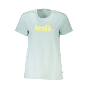 Light Blue Cotton Women T-Shirt
