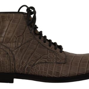Elegant Crocodile Derby Brogue Boots
