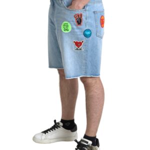 Elegant Light Blue Denim Bermuda Shorts