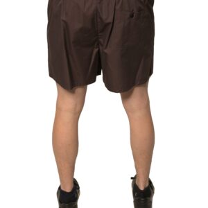 Brown Cotton Blend Men Mid Waist Shorts