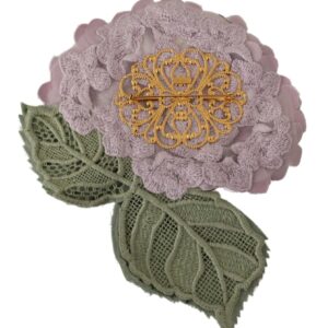 Elegant Purple Floral Silk Blend Brooch