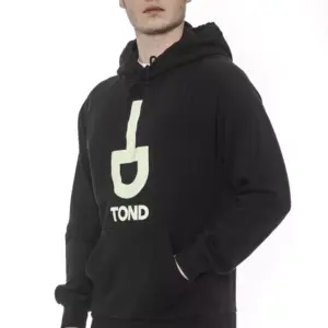 Black Cotton Men Sweater with Drawstring Hood