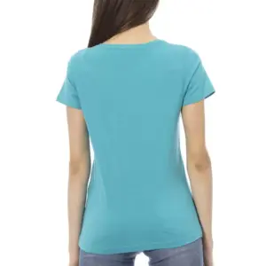Light Blue Cotton Women T-Shirt