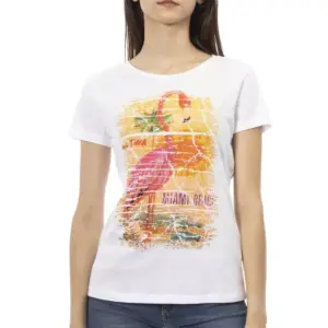 White Cotton Women T-Shirt