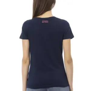 Blue Cotton Women T-Shirt