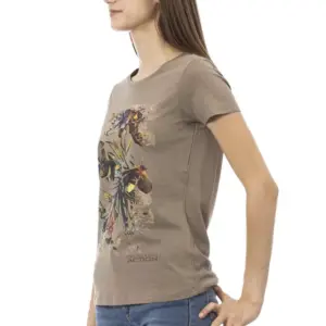 Brown Cotton Women T-Shirt