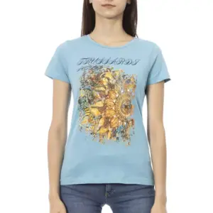 Light Blue Cotton Women T-Shirt