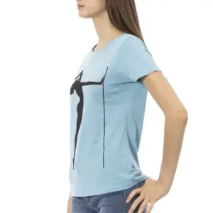 Light Blue Cotton Women T-Shirt