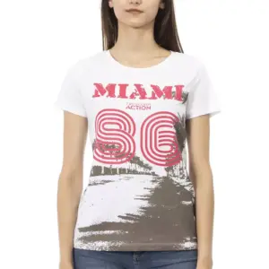 White Cotton Women T-Shirt