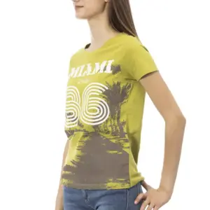 Green Cotton Women T-Shirt