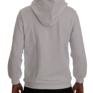 Elegant White Cotton Hooded Sweater