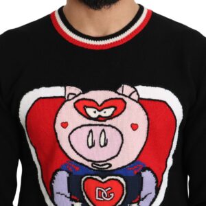 Elegant Black Cashmere Crew Neck Sweater