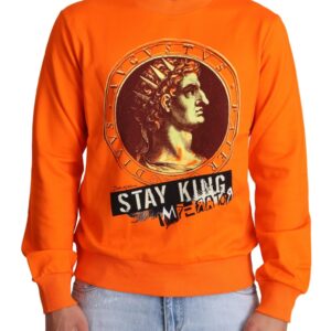 Regal Crewneck Cotton Sweater in Orange