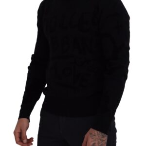 Elegant Black Logo Wool Sweater