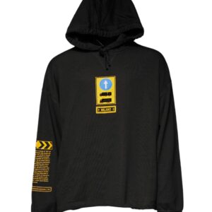 Black Cotton Hooded DG Shield Pullover Sweater