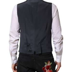 Gray Plaid Wool Formal Dress Waistcoat Vest