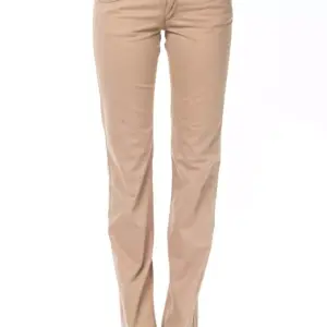 Beige Cotton Women Jeans