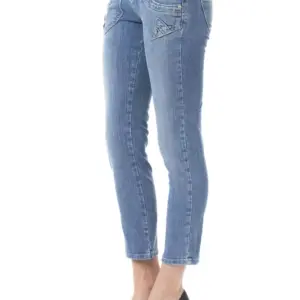 Light Blue Cotton Women Capri Jean
