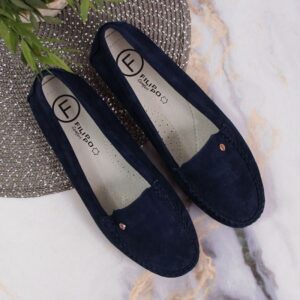 Suede leather loafers Filippo W PAW201D navy blue