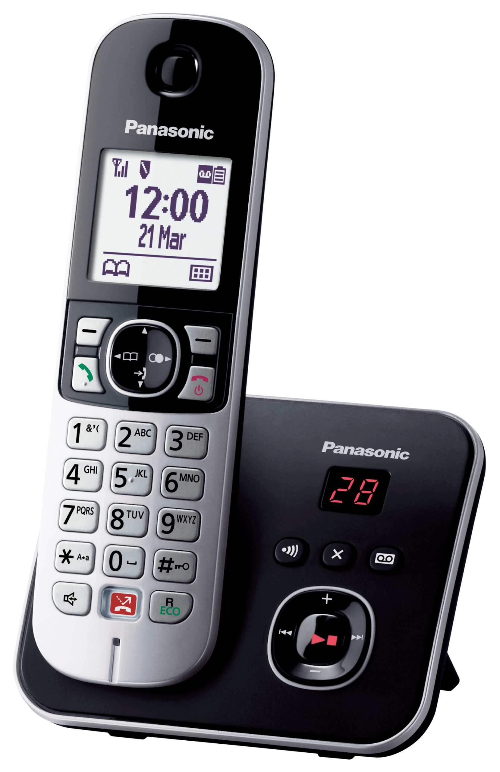 Panasonic kx-tg6861jtb cordless dect display 1.8`` blocco chiamate id vivavoce segreteria nero