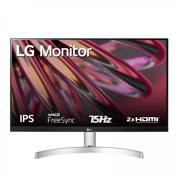 Lg monitor 24`` led ips 24mk600m-w 1920 x 1080 full hd led ips, 1920x1080, 5ms, amd freesync 75hz, multitasking, vga, hdmi, borderless, flicker safe,