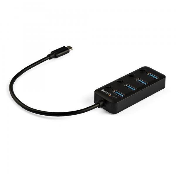 Startech hub usb-c a 4 porte 4x usb-a con switch on-off individuale