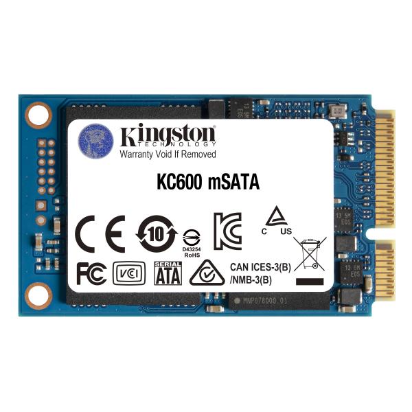 Kingston KC600 - SSD - crittografato - 256 GB - interno - mSATA - SATA 6Gb/s - AES a 256 bit - TCG Opal Encryption, Self-Encrypting Drive (SED)