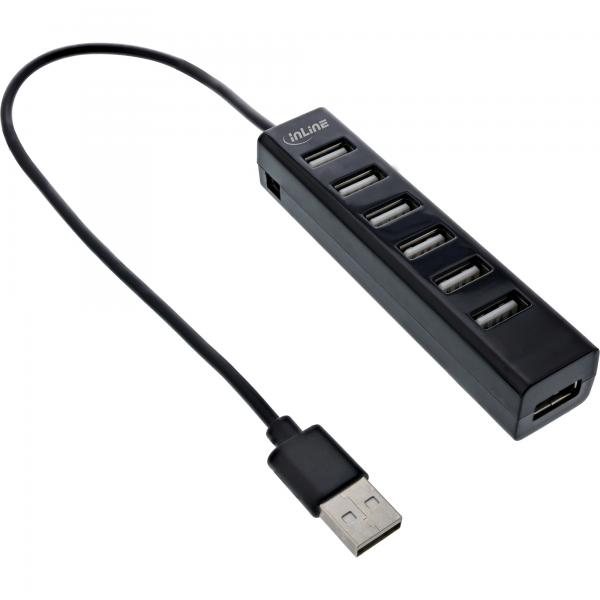 Hub USB 2.0 InLine - 7 porte - nero - con cavo USB CC - nero