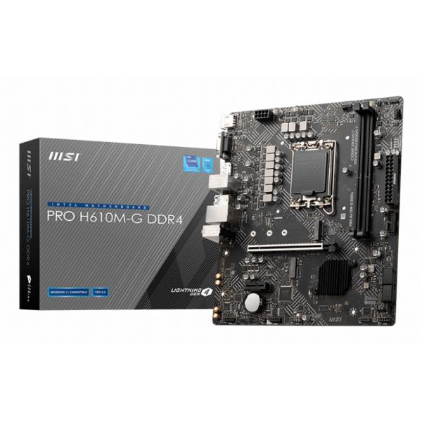 MSI PRO H610M-G DDR4 - scheda madre - micro ATX - socket LGA1700 - chipset H610 - USB 3.2 Gen 1 - Gigabit LAN - grafica integrata (CPU richiesta)