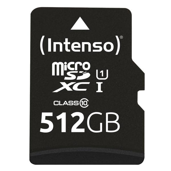 Intenso microSD 512GB UHS-I Perf CL10§ Performance, 512 GB, MicroSD, Classe 10, UHS-I, Classe 1 (U1), Resistente agli urti, Resistente alla temperatura, Impermeabile, Resistente ai raggi X