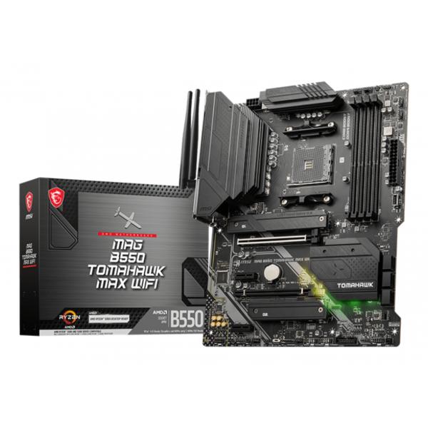 MSI MAG B550 TOMAHAWK MAX WIFI - scheda madre - ATX - Socket AM4 - Chipset AMD B550 - USB 3.2 Gen 1, USB 3.2 Gen 2, USB-C 3.2 Gen2, USB-C 3.2 Gen 1 - 2.5 Gigabit LAN, Wi-Fi 6, Bluetooth - scheda grafica integrata (CPU richiesta)