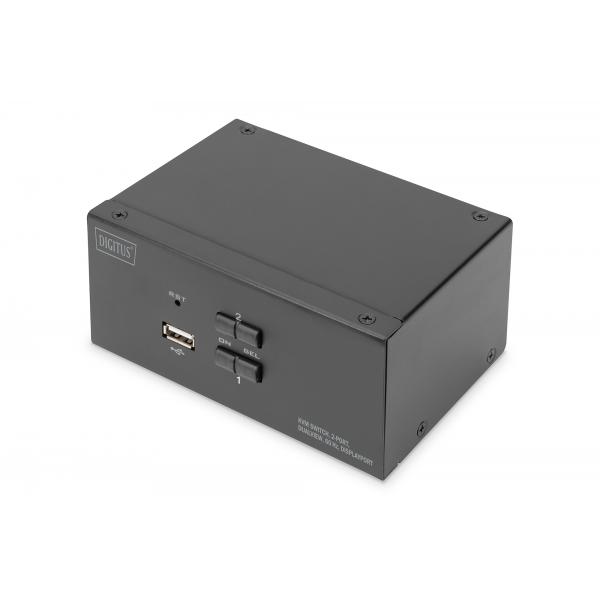 Switch KVM DIGITUS, 2 porte, doppio display, 4K, DisplayPort®