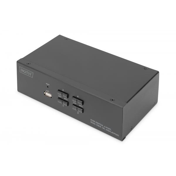 Switch KVM DIGITUS, 4 porte, doppio display, 4K, DisplayPort®